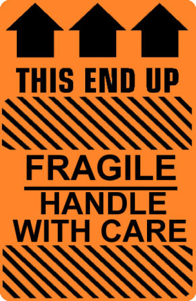Caution Fragile Handle With Care - This End Up Shipping Labels